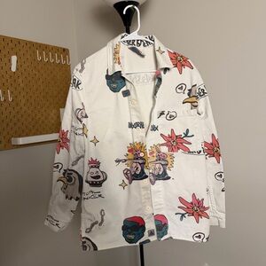 Zara White Shirt with Colorful Graphic Prints